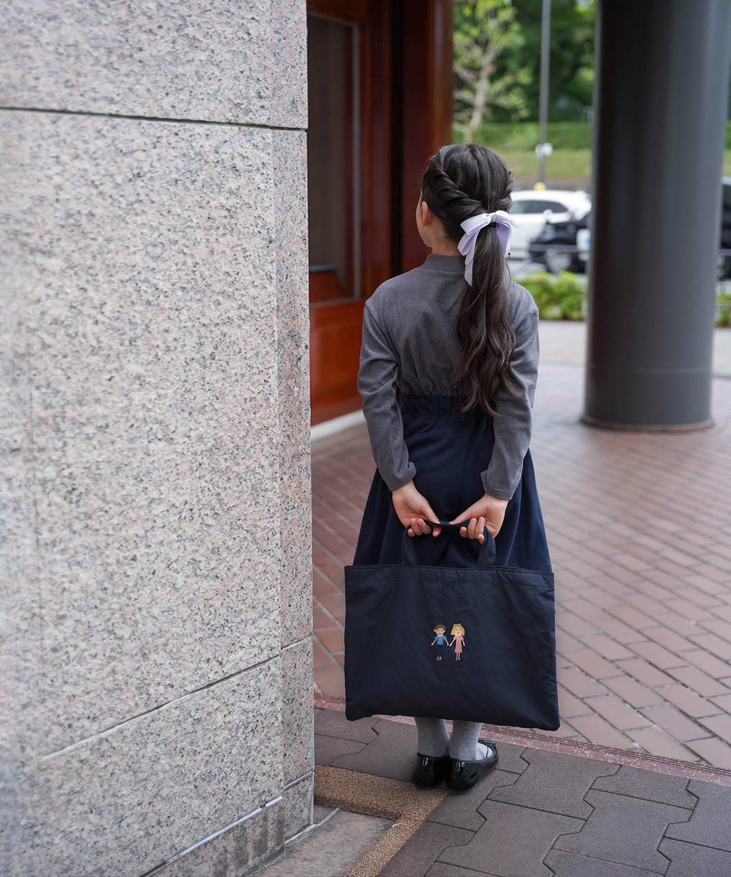 レディース/キッズ/バッグ/レッスンバッグ/ワッペン/刺繍/春/夏/秋/冬/ネイビー