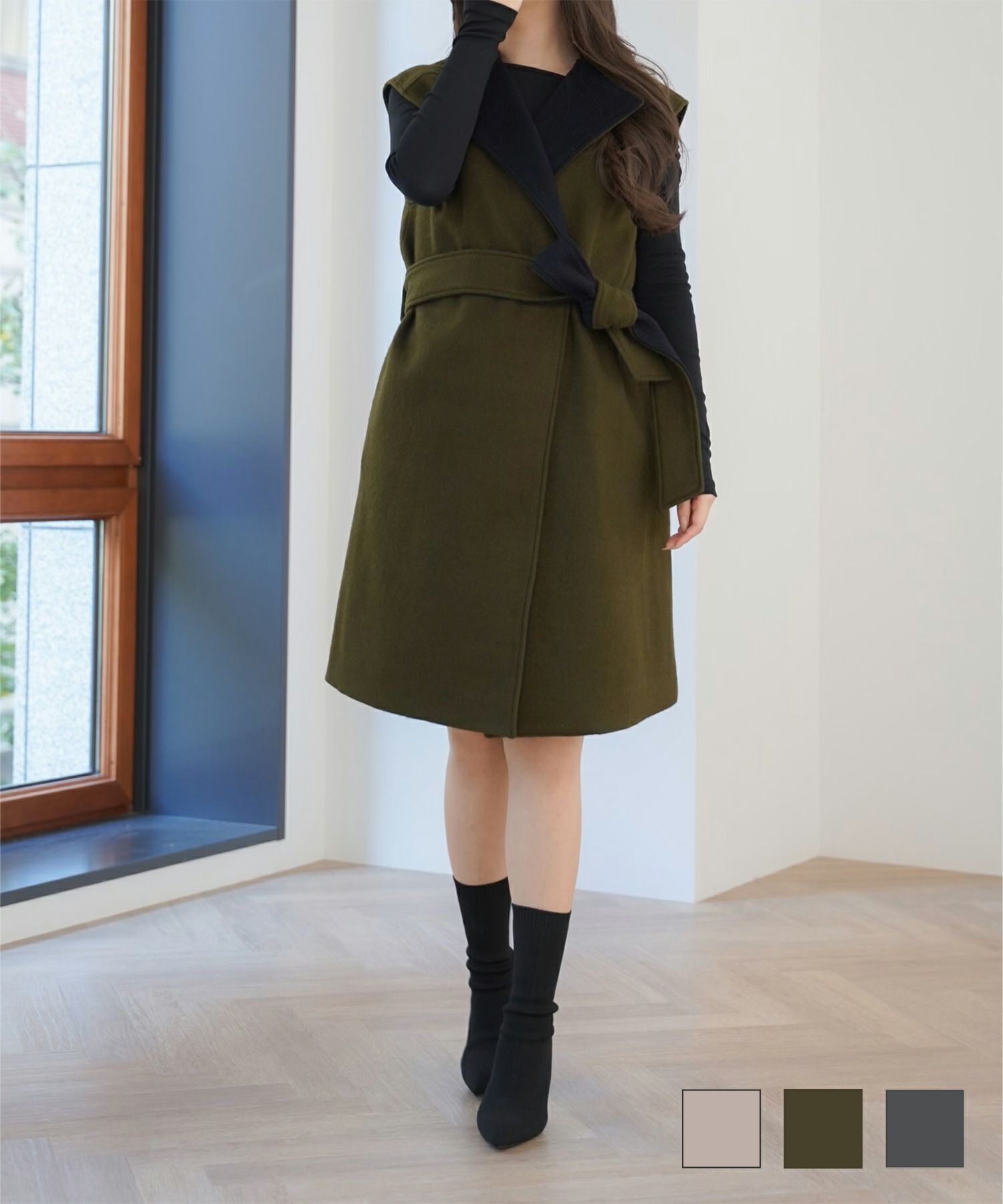 限定Price！SALE バイカラー ミディー ジレ コート Joint Space×aya 全 