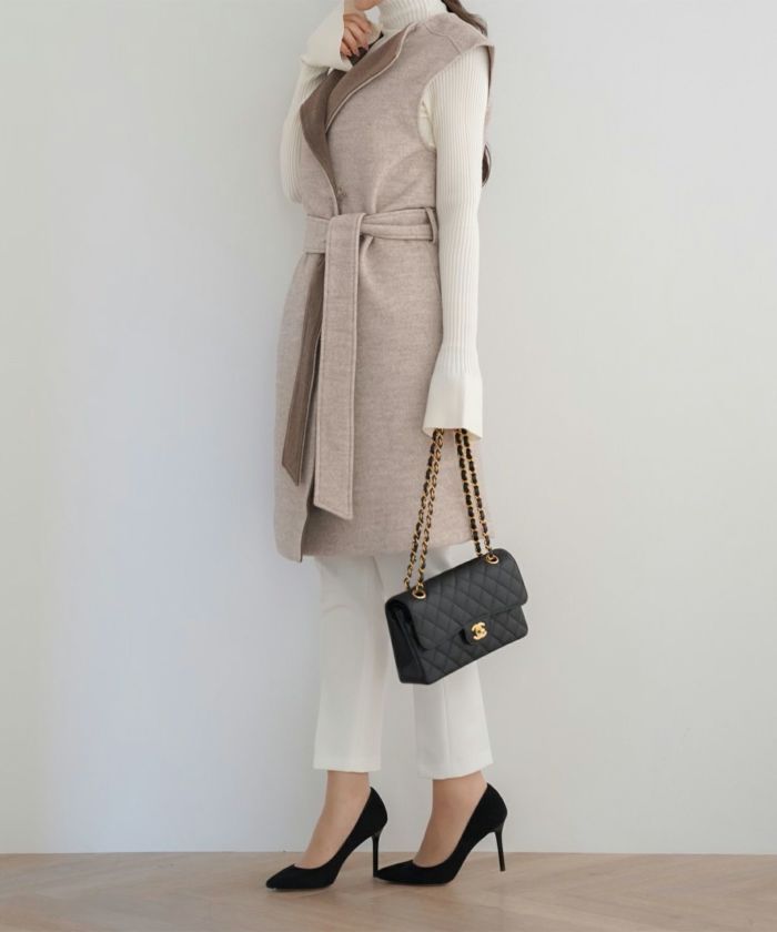 限定Price！SALE バイカラー ミディー ジレ コート Joint Space