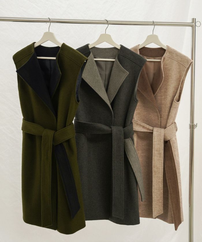 限定Price！SALE バイカラー ミディー ジレ コート Joint Space