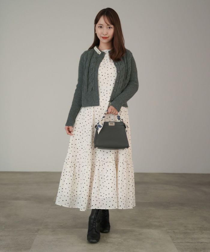 限定Price！SALE パール ネック ケーブルニット カーディガン