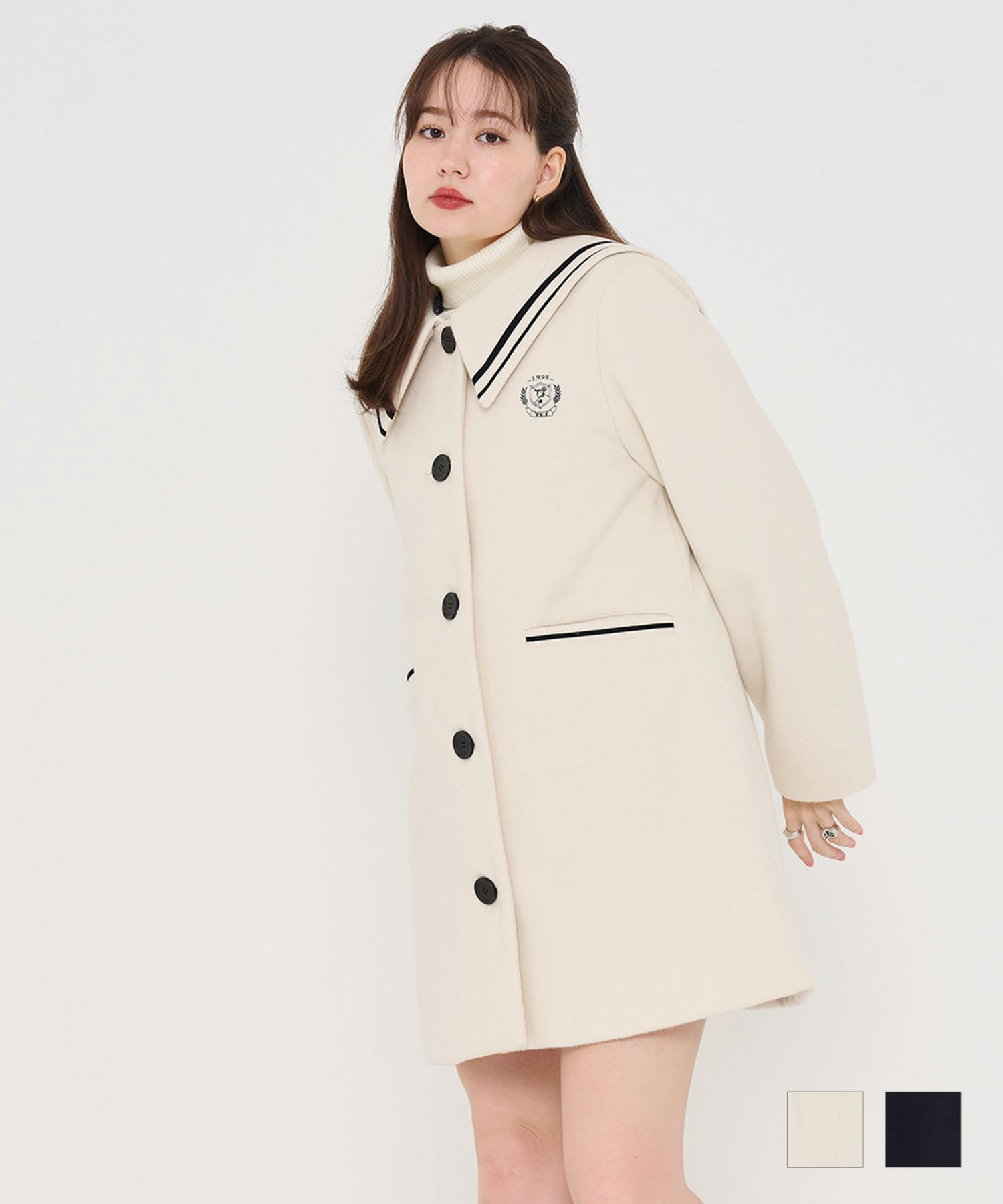 限定Price！SALE セーラーカラー ミドル丈コート TINA：JOJUN 全2色 