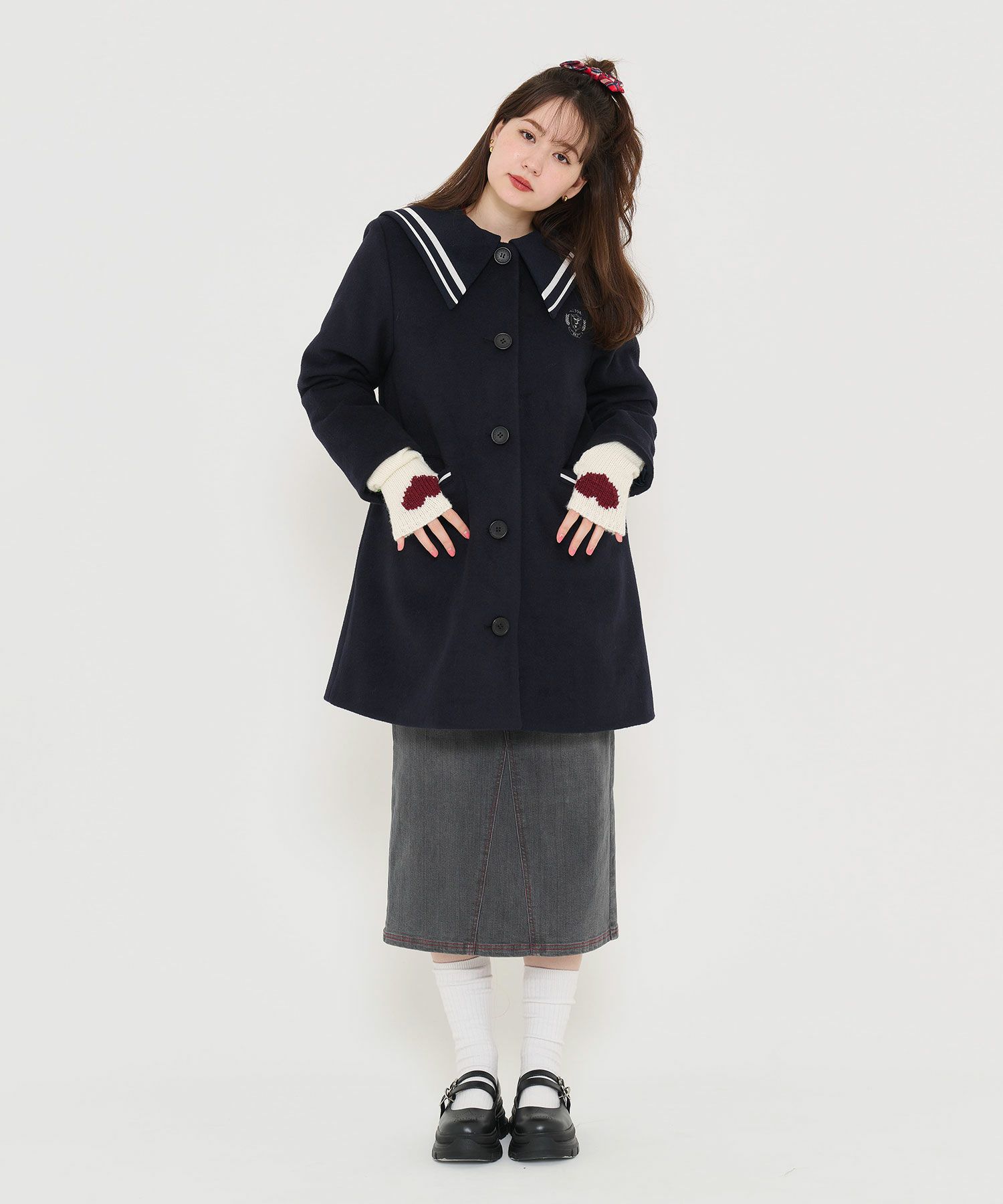 限定Price！SALE セーラーカラー ミドル丈コート TINA：JOJUN 全2色 