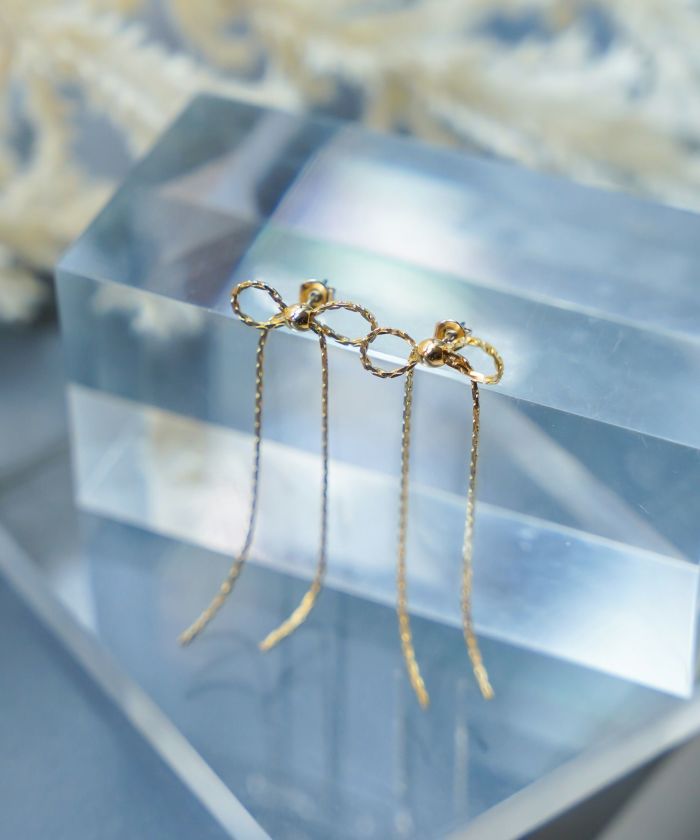 ロング リボン ピアス イヤリング Long Ribbon Pierce Earring