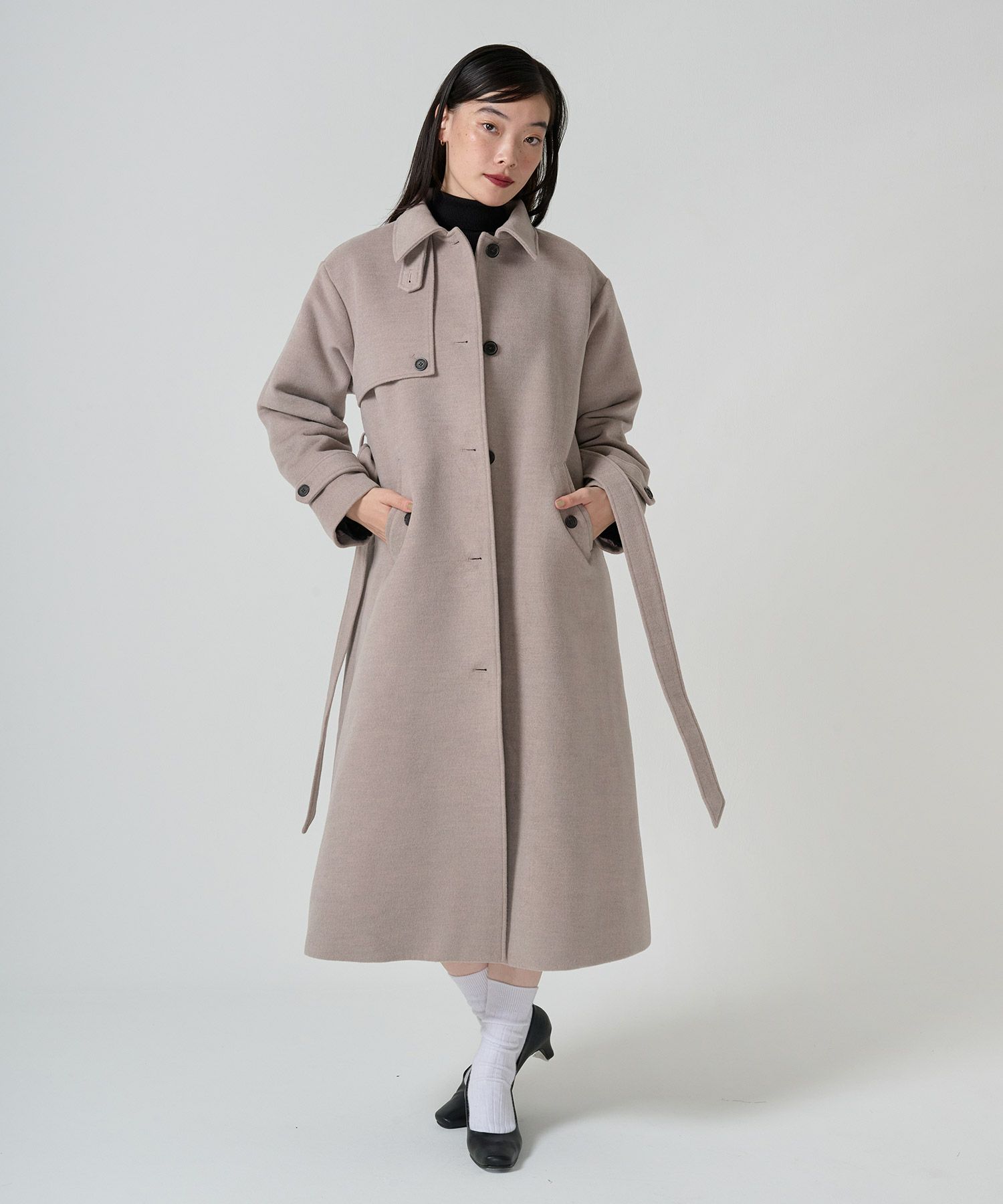 ウールライク スタンドカラーロングコート TINA：JOJUN 全3色｜tnj141  