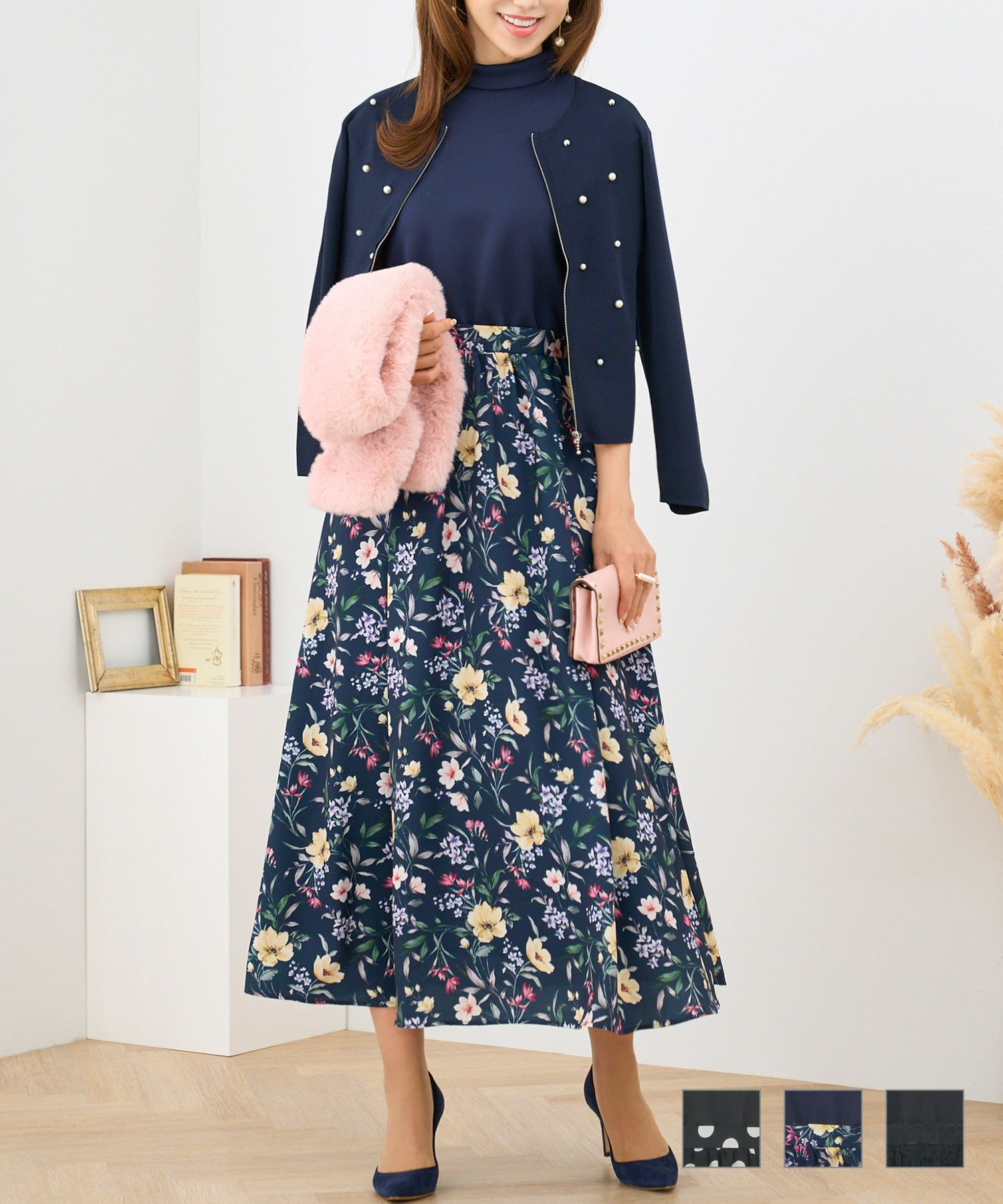 プリント・レースコンビジャージワンピースPrimaScherrer全3色｜psc341-0777【2】