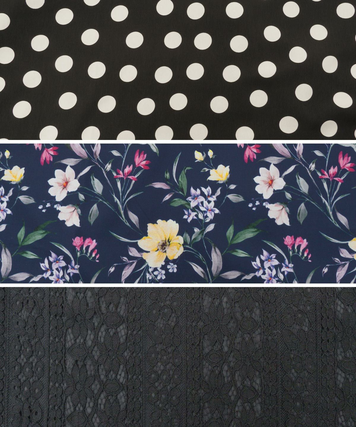 ワンピース/ドッキング/無地/プリント/花柄/フラワー/レース/フレア/ノースリーブ/ミックス/ネイビー/ブラック/黒/S/M/春/秋/冬/可愛い/かわいい/華やか/大人/上品/