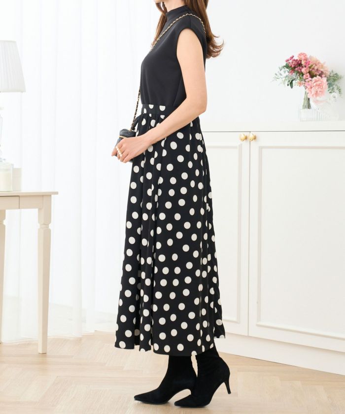 SUMMER-SALE プリント ・ レースコンビ ジャージ ワンピース