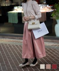 ボリューム フレア スカート HUIT アイボリー/ピンクベージュ/レッド