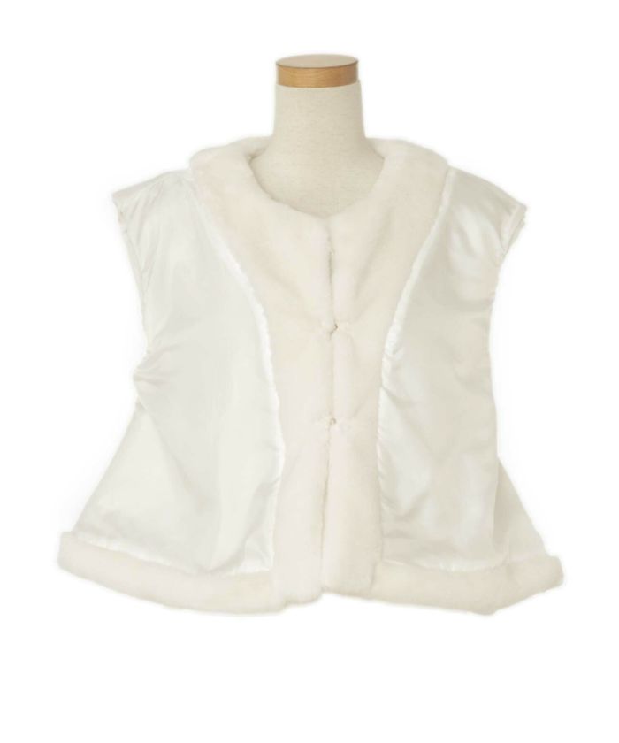 リボン付き ふわふわ ファー ベスト le reve vaniller 全2色 ｜lvn241