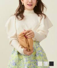 タートルネック 肩ギャザー入り ニット ワンピース Liala×PG 全3