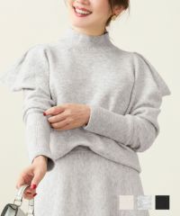 タックボリュームスリーブ ハイネック ニット Liala×PG