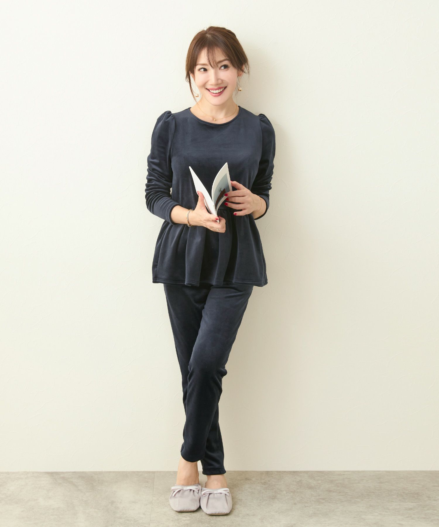 手洗い可/ボトムス/パンツ/ボンバーヒート/裏毛/裏起毛/あたたか/ベロア/大人/上品/可愛い