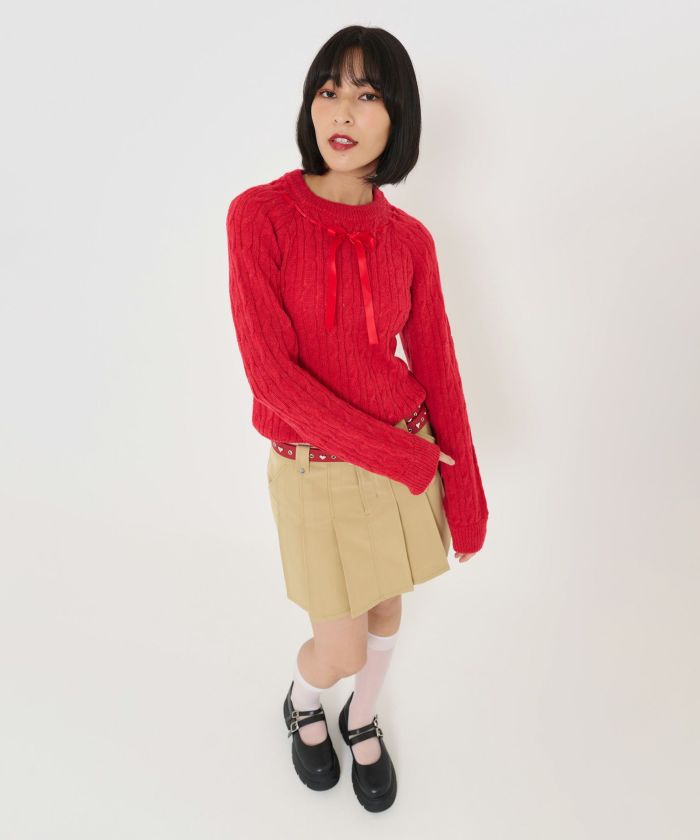 Tina jojunリボン フロントリボン ニットカーディガン TINA：JOJUN 全3色｜tnj411