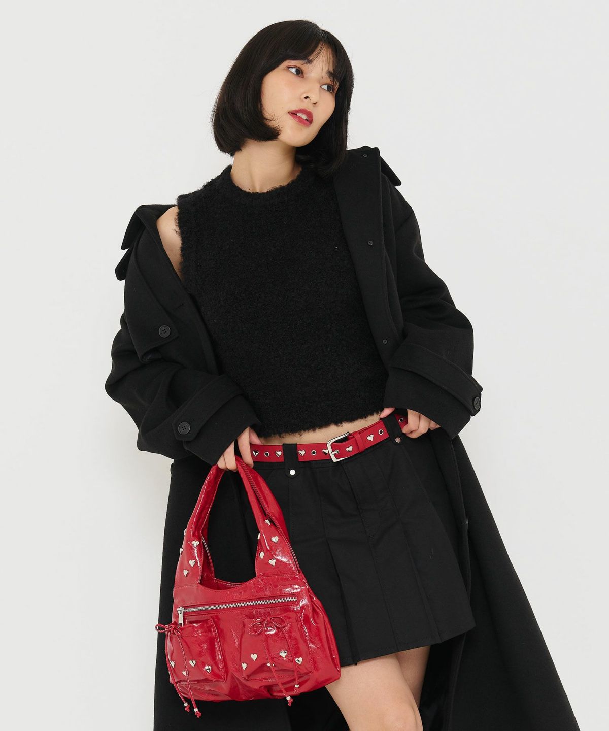 ティーナジョジュン　TINA：JOJUN ハートスタッズバッグ　完売色　赤　新品 ハートスタッズ バッグ TINA：JOJUN（ハンドバッグ）｜TINA：JOJUN