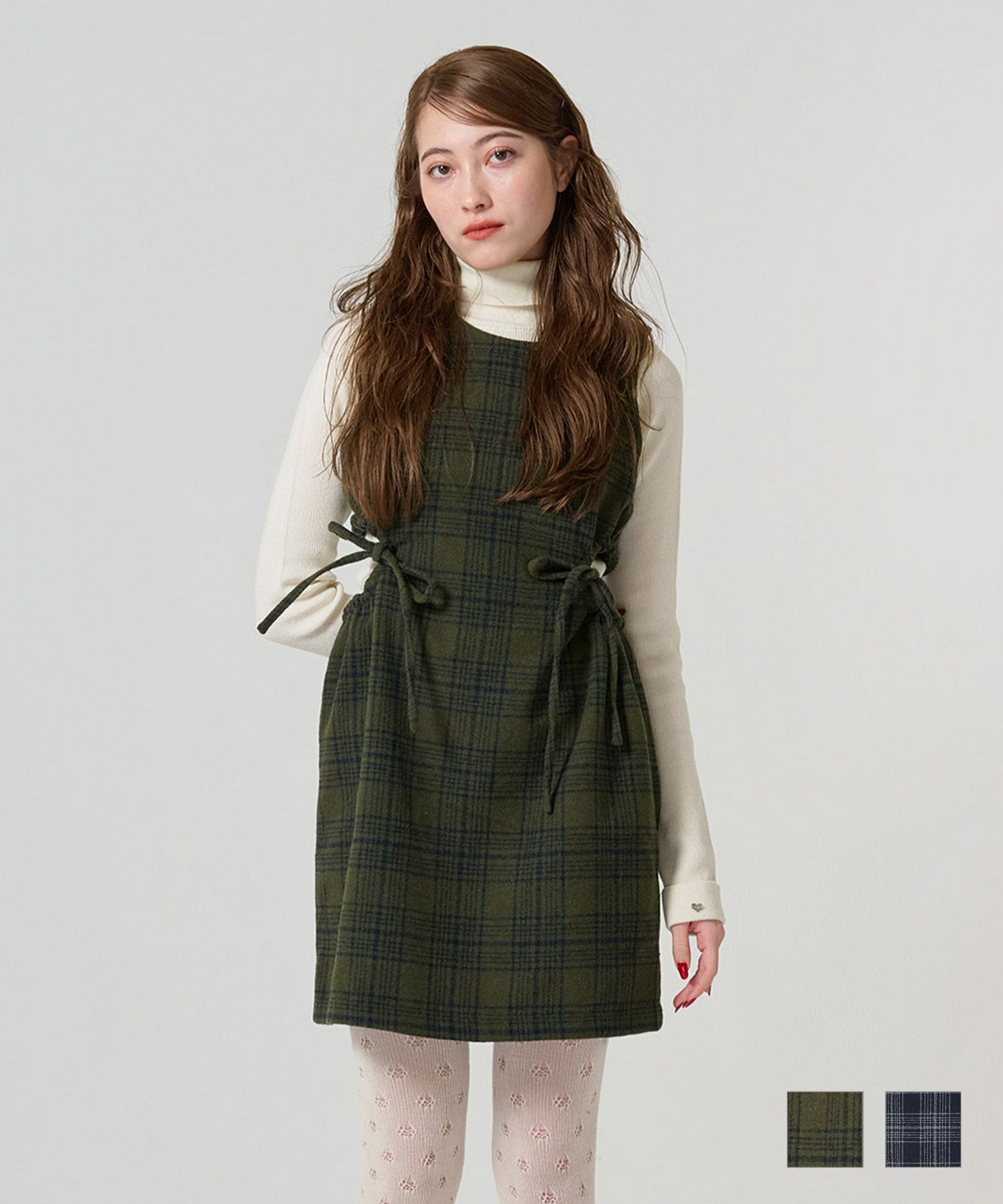 チェック柄 ミニ丈ジャンスカ TINA：JOJUN 全2色｜tnj341-0751【2】 