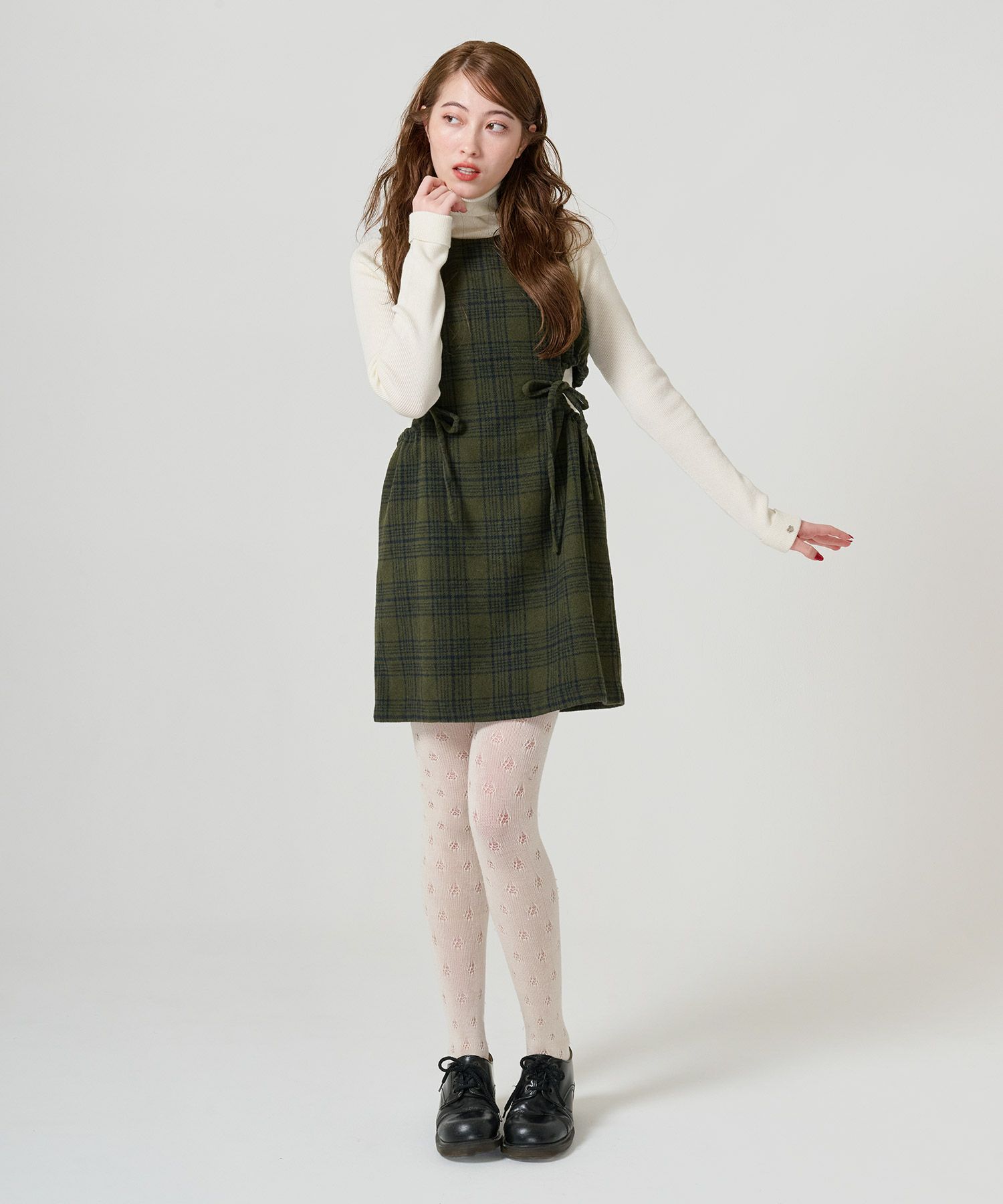 チェック柄 ミニ丈ジャンスカ TINA：JOJUN 全2色｜tnj341-0751【2】 