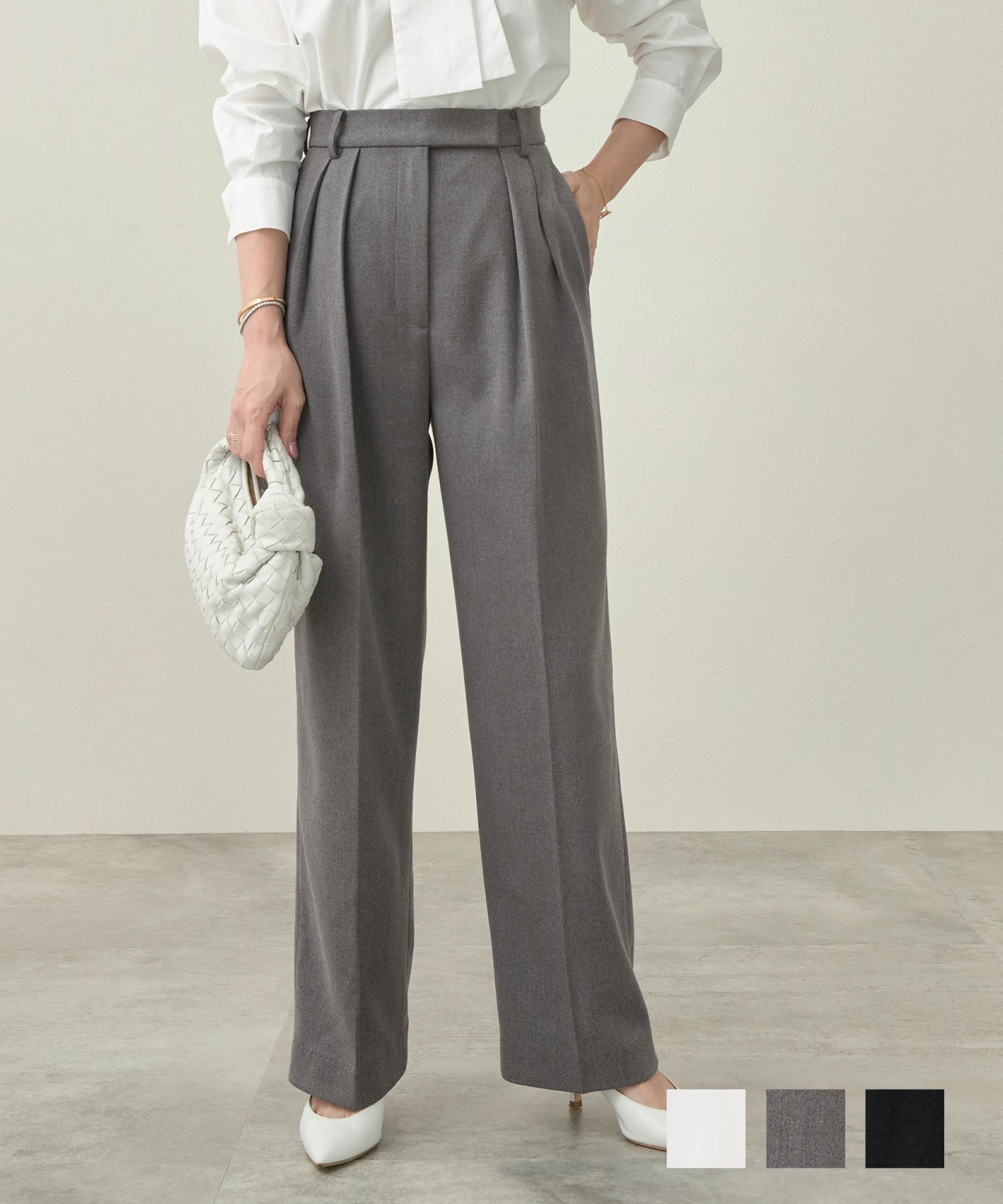 タック ワイド パンツ Liala×PG