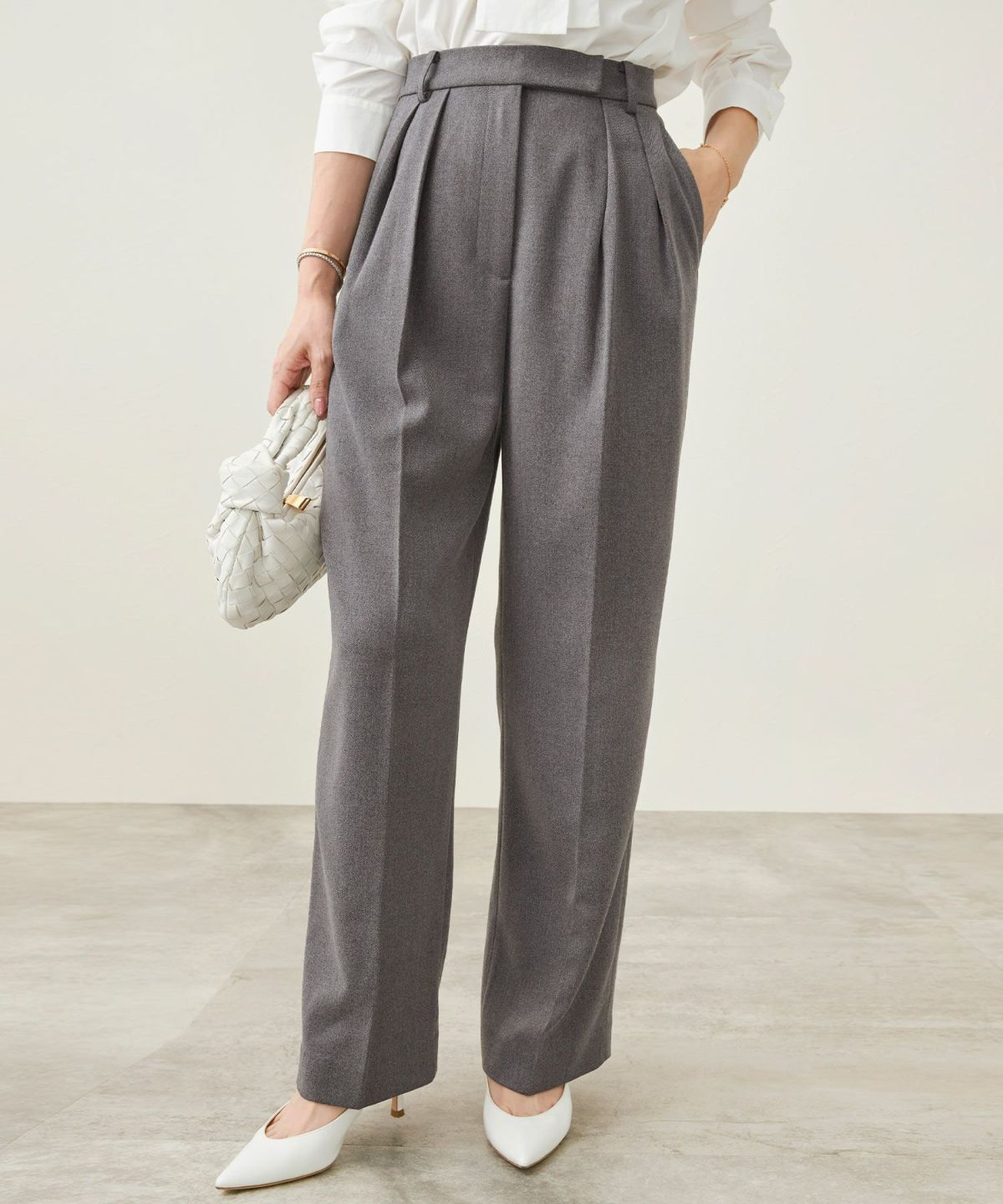 新色追加手洗い可パンツレディースワイドきれいめオフィス大人かわいい美脚グレー黒ジョイントスペース