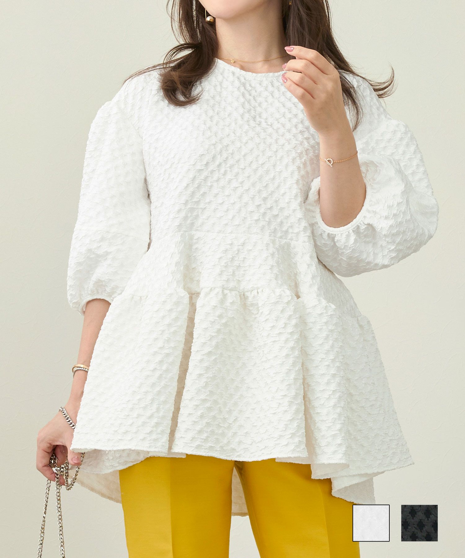 新品未使用】yori ヨリ パフスリーブ 思い出さ ショート カーディガン  