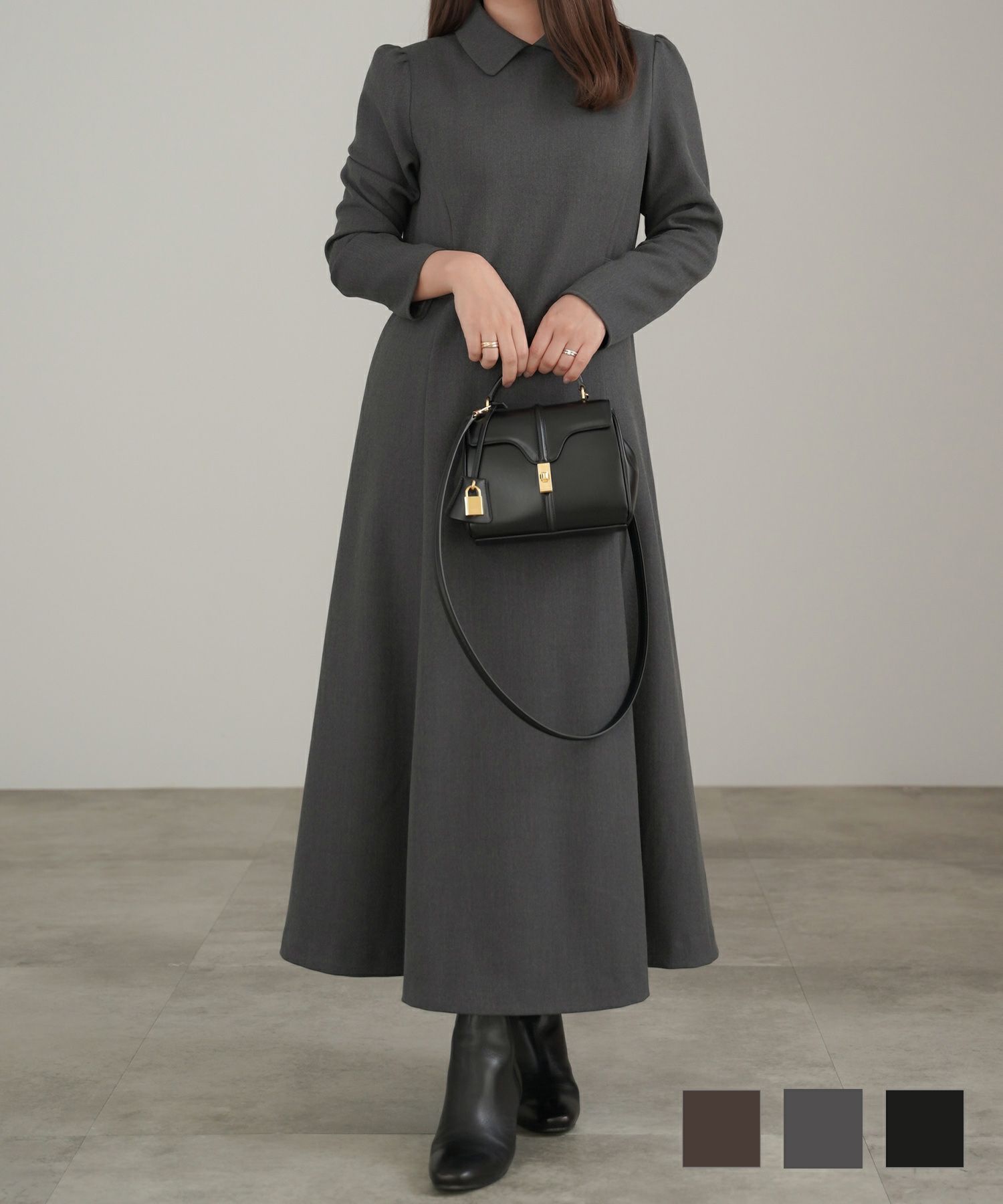 ꒰Double Focus꒱ノースリーブ ワンピース 緑系 うるさ 単色 LサイズOK  