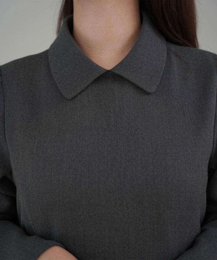 Karen Millen：ミディワンピース 長袖 襟 ベルト フレア KAREN MILLEN ミディワンピース 長袖 襟 ベルト フレア