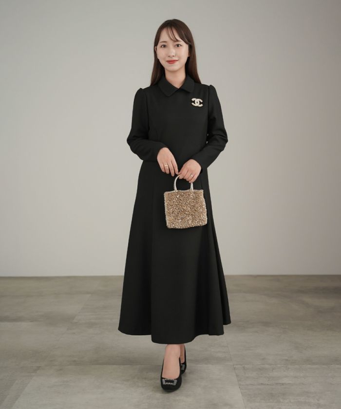 日本未入荷★CHICLINE★リカードカラプリーツフレアワンピース rienda | オーバーカラーZIPフレアOP (ワンピース(ミニ
