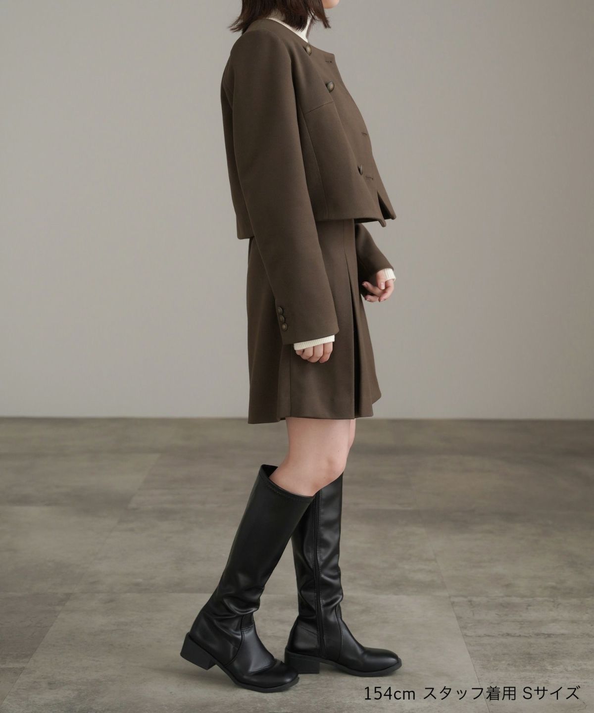 セットアップ/ジャケット×キュロット/キャメル/ブラウン/ブラック/フリー