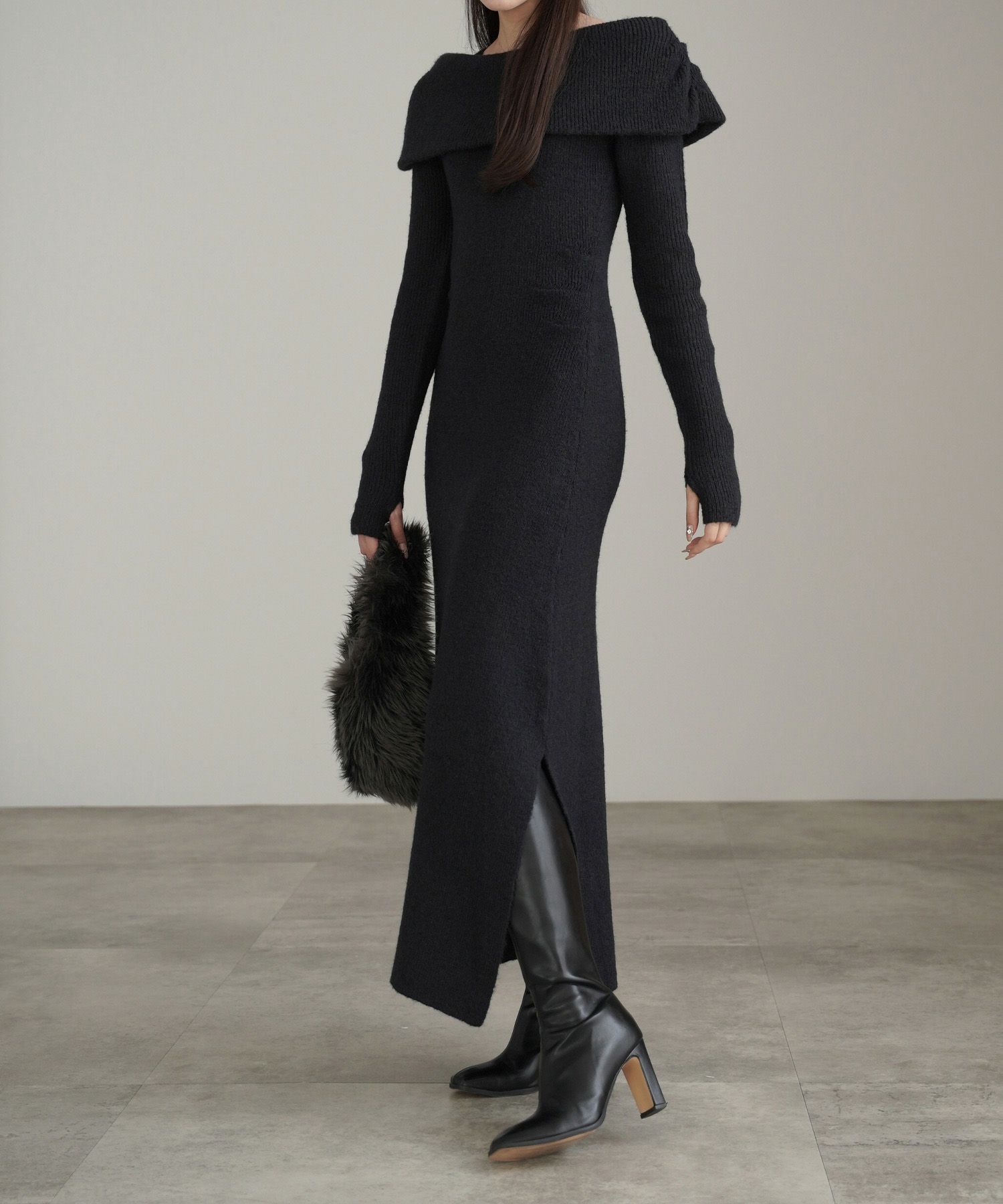 オフショル ライク ロング ニット ワンピース lieulien×nap 全2色  