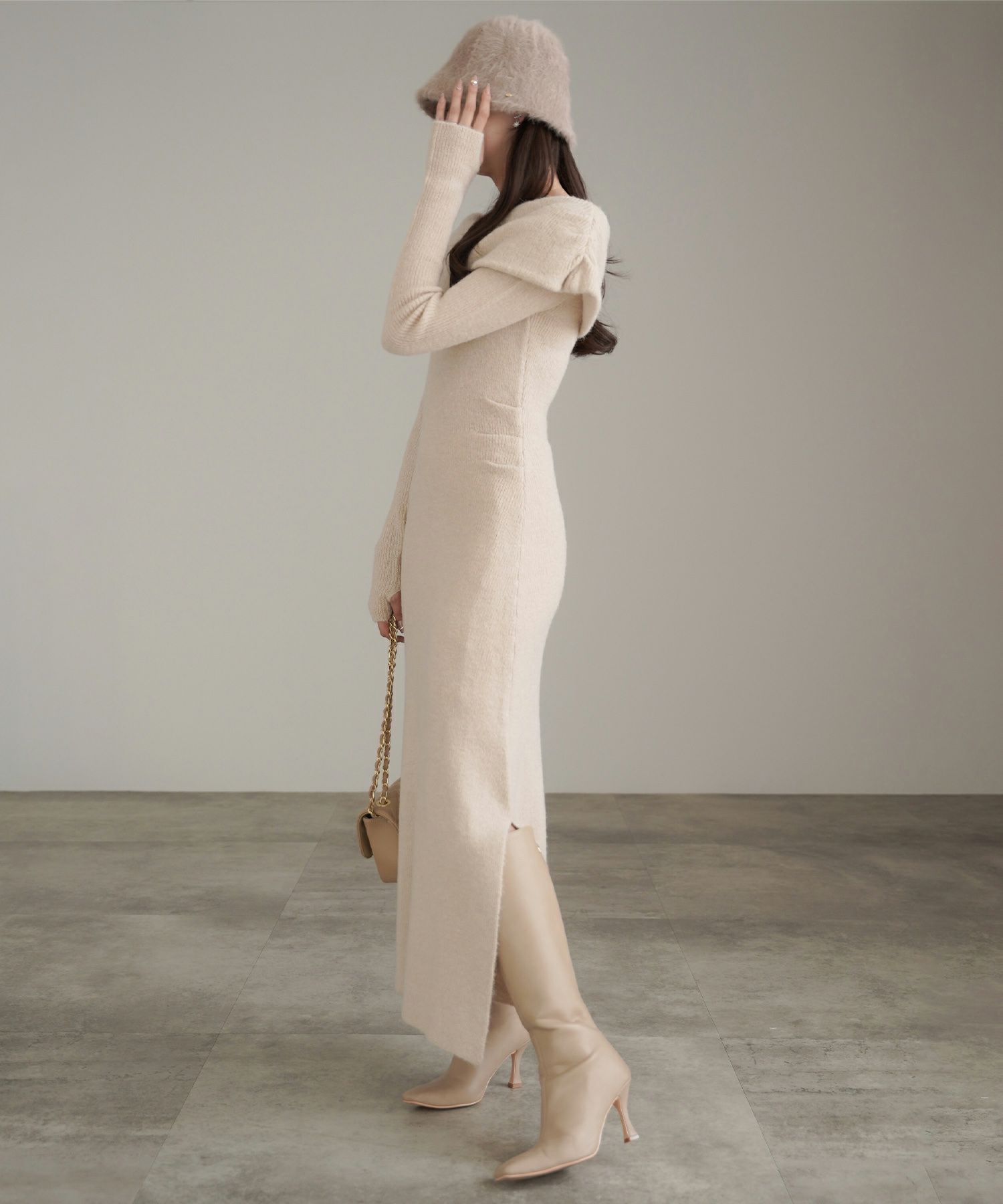 オフショル ライク ロング ニット ワンピース lieulien×nap 全2色  