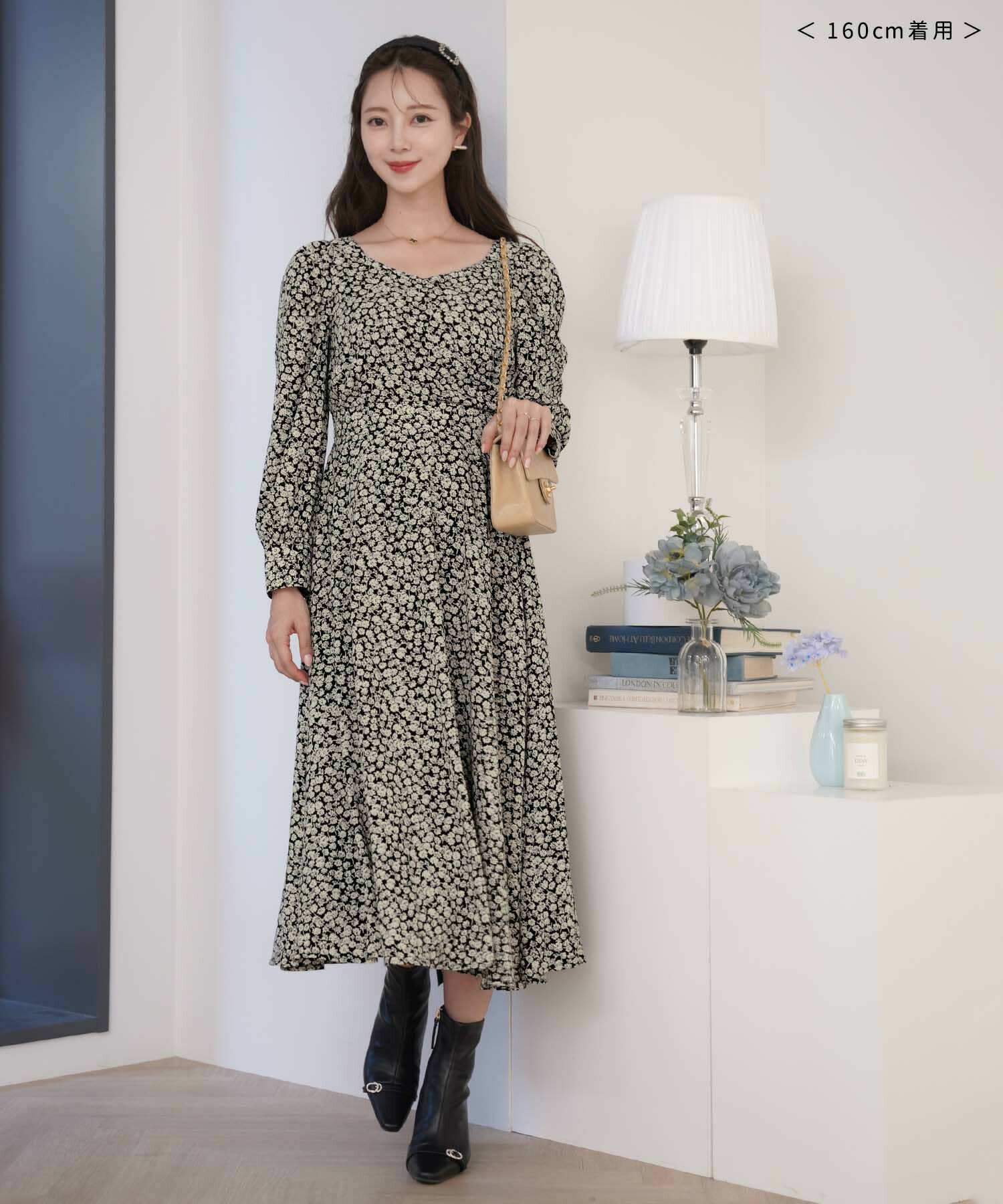 GWitem-SALE 小花柄 カシュクール ワンピース le reve vaniller 全3色  