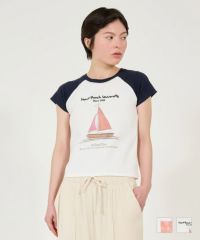 トップス/リブ/Tシャツ/プリント/刺繍