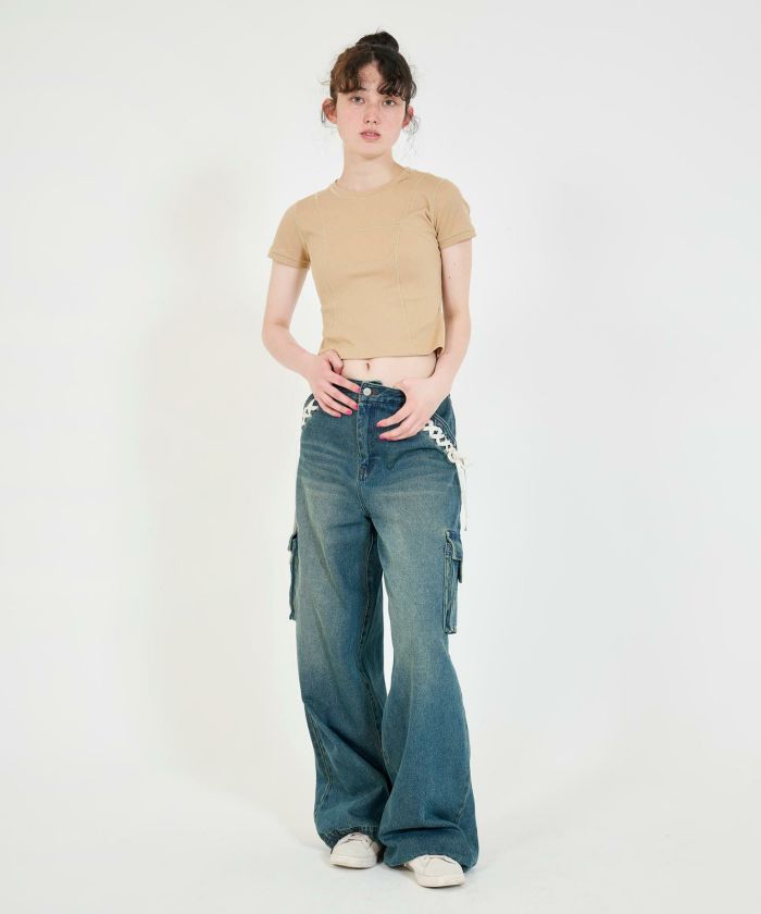 3color 】BASIC ショートリブニットトップス ／ BASIC SHORT