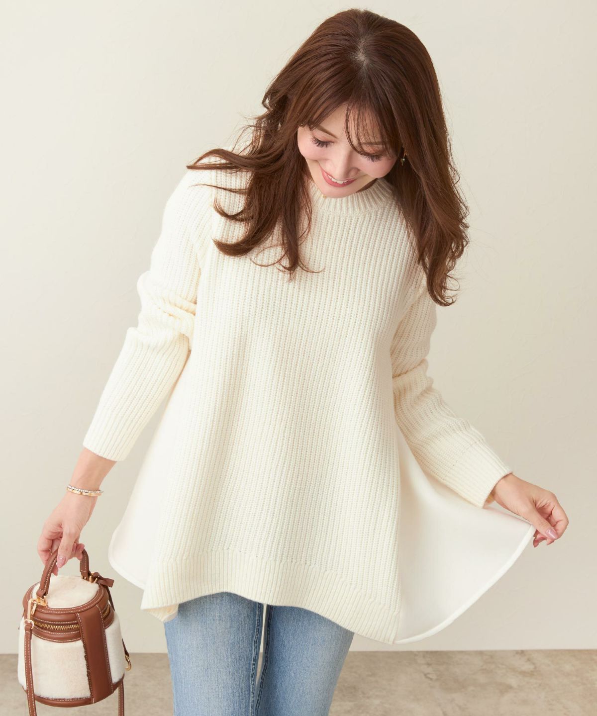 手洗い可 トップス ニット レディース ざっくり ローゲージ かわいい 人気 オフィス きれいめ 秋冬春 ジョイントスペース