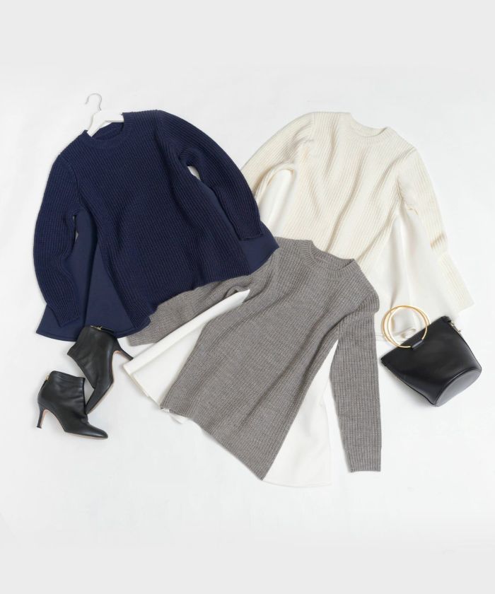 手洗い可 トップス ニット レディース ざっくり ローゲージ かわいい 人気 オフィス きれいめ 秋冬春 ジョイントスペース