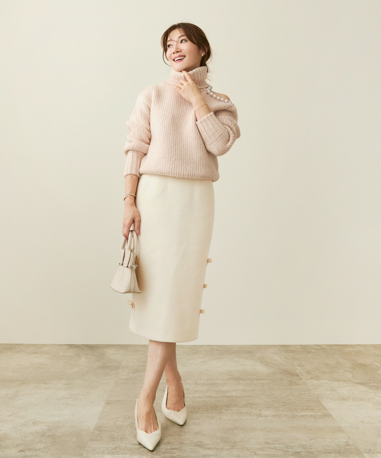 ボトムス/スカート/タイト/ロング/バックスリット/サイドリボン/可愛い/上品/大人