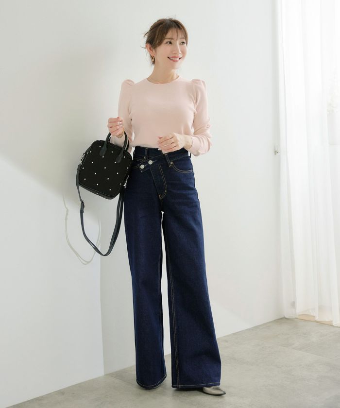 ラウンドネック 袖山ギャザー ニット Liala×PG 全3色｜lpg441-1770【2