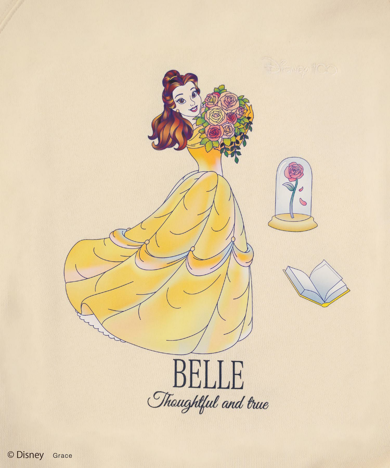 レディース/トップス/スウェット/Disney/ディズニー/ディズニー100周年/100周年限定デザイン/プリンセス/ベル/Belle/美女と野獣/アリエル/Ariel/リトル・マーメイド/シンデレラ/Cinderella/ゴールド/シルバー/オーロラ/オリジナル/コレクション/刺繍/ハート/エレガント