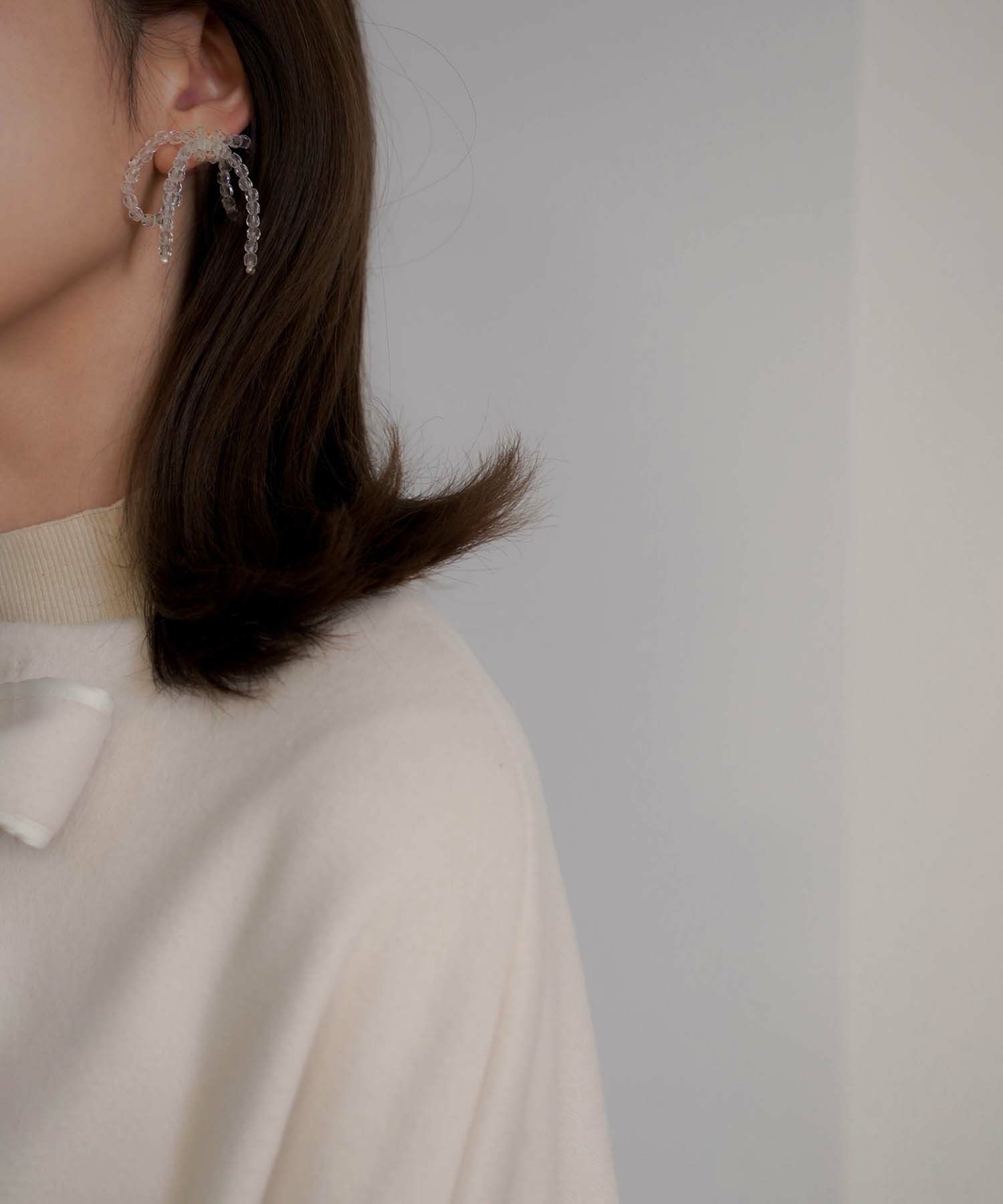 レディース/ピアス/リボンモチーフ/ビーズ/春/夏/秋/冬/クリア