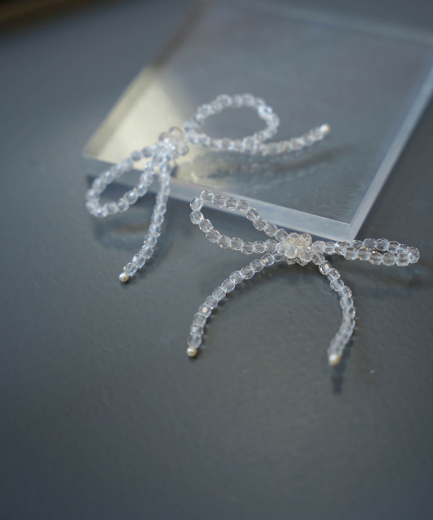 レディース/ピアス/リボンモチーフ/ビーズ/春/夏/秋/冬/クリア