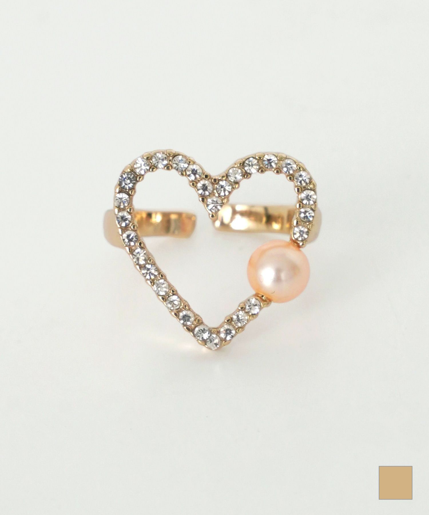 ハート モチーフ パール リング　HUIT　ゴールド