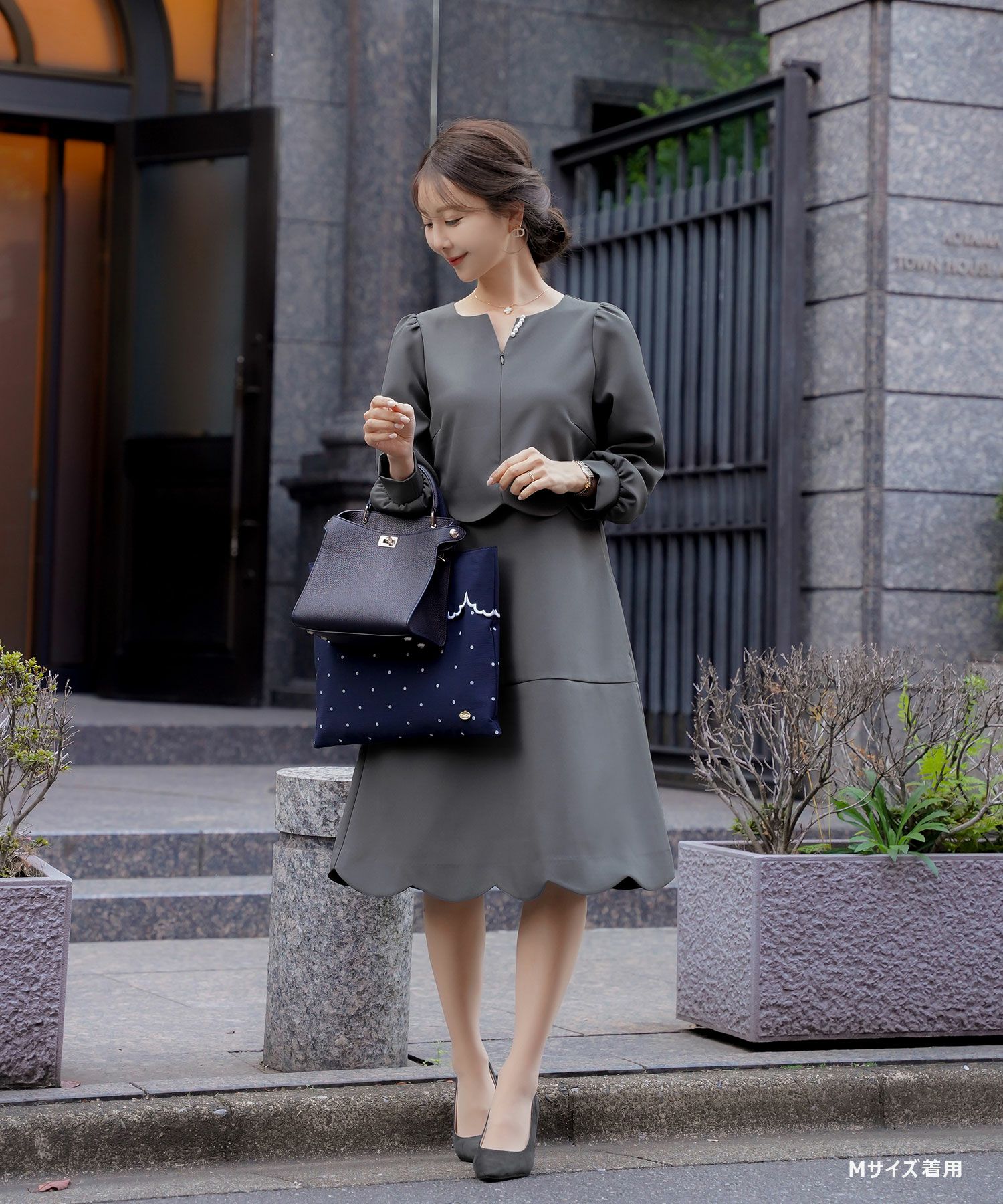 フロントファスナー スカラップ ワンピース le reve vaniller 全3色  