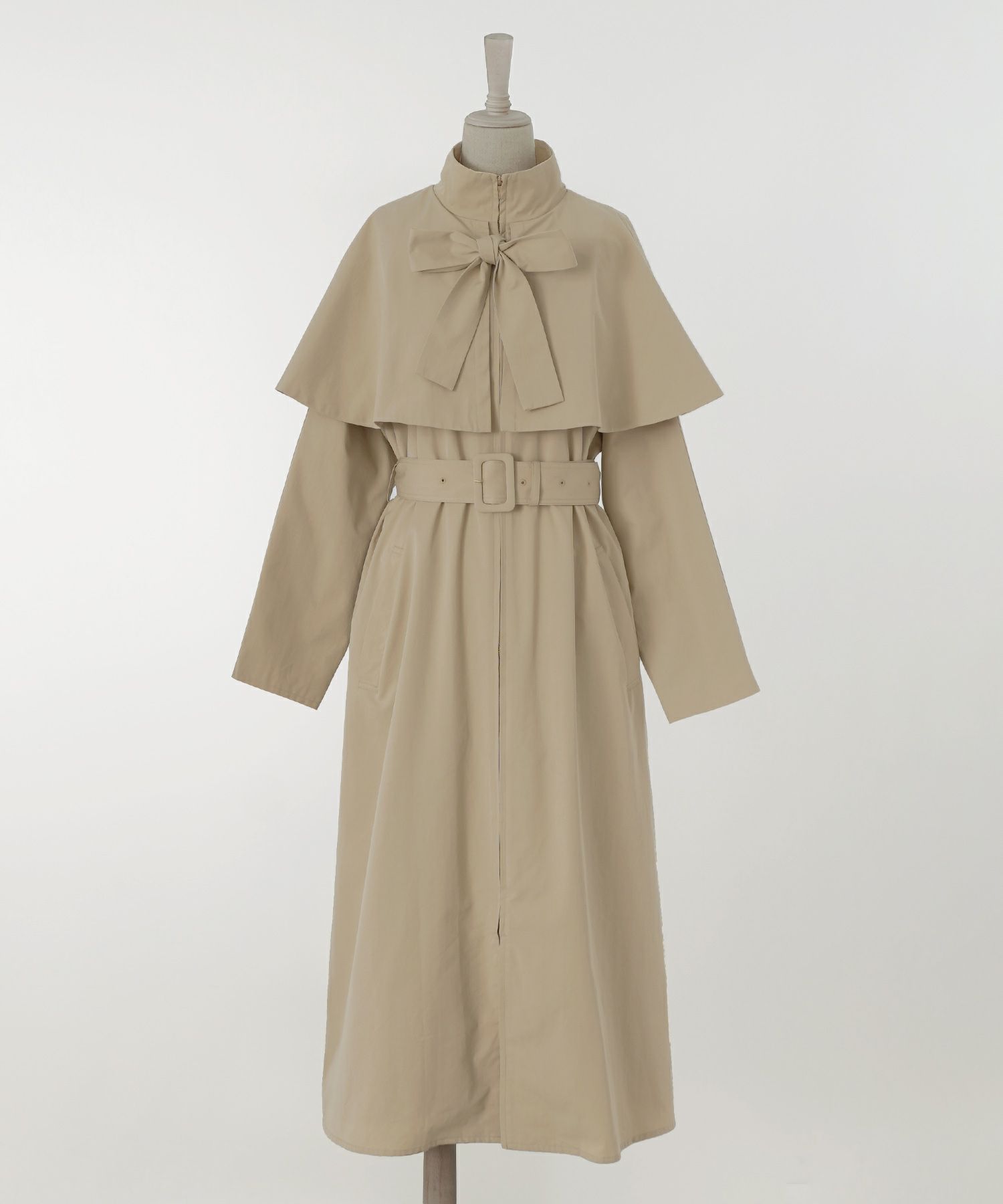 Winter-SALE フロントジップ ケープ トレンチコート HUIT 全2色  