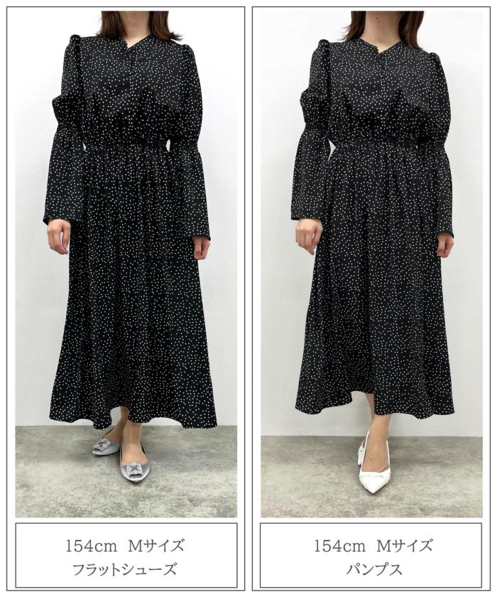 SUMMER-SALE ベルスリーブ ドット ワンピース HUIT 全2色