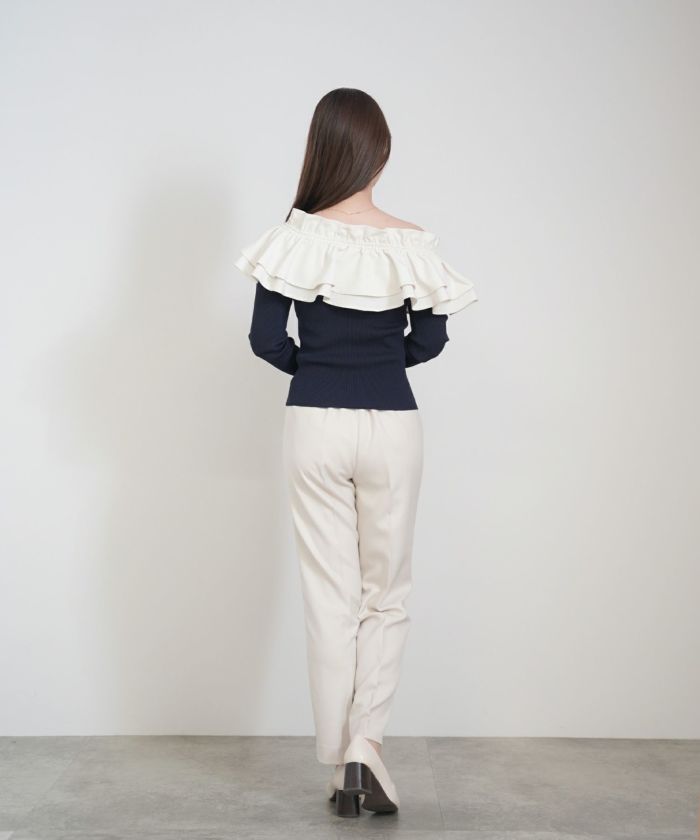 限定Price！SALE ダブルフリル オフショル ニット トップス