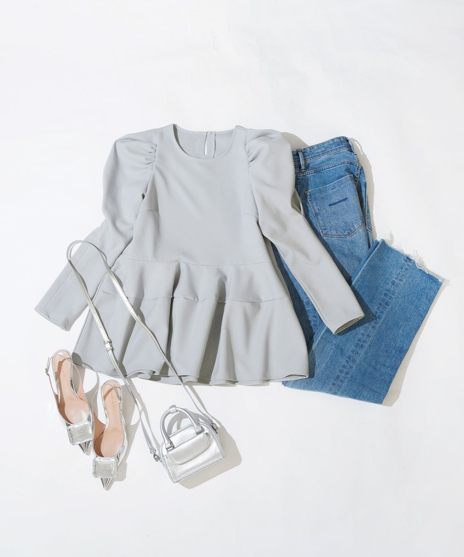 手洗い可/トップス/ブラウス/長袖/パワーショルダー/袖山ギャザー/大人可愛い