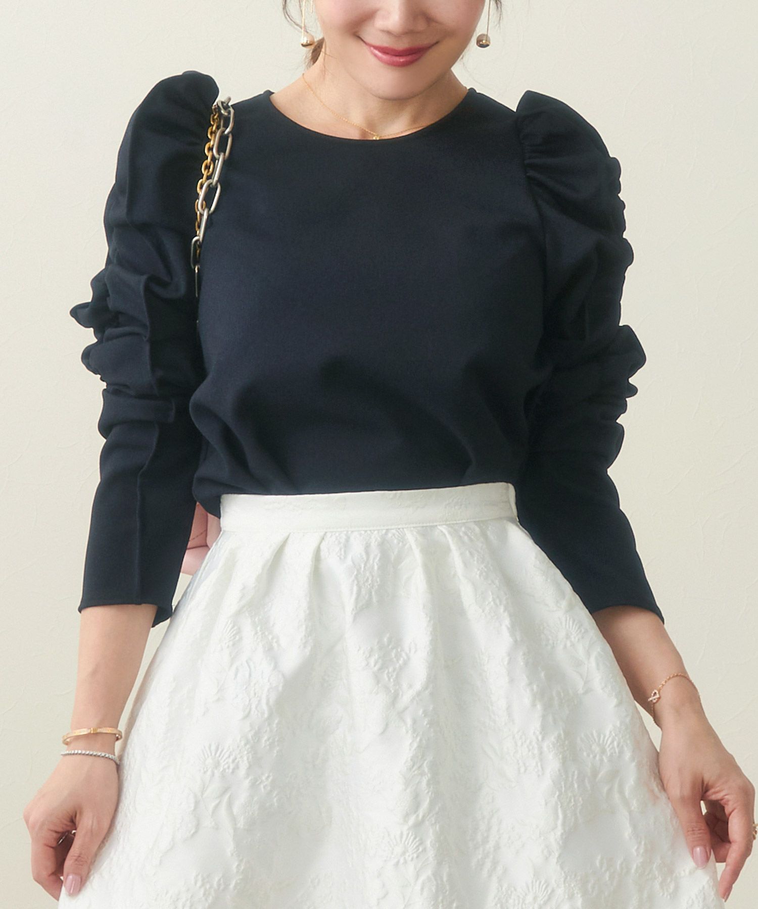 手洗い可/トップス/ブラウス/長袖/ギャザースリーブ/フリル/大人可愛い