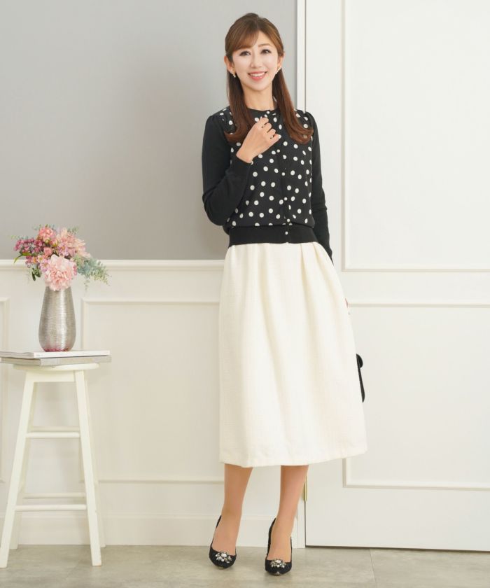 GW-SALE プリント シフォンコンビ ニット カーディガン Prima GW-SALE プリント シフォンコンビ ニット カーディガン Prima