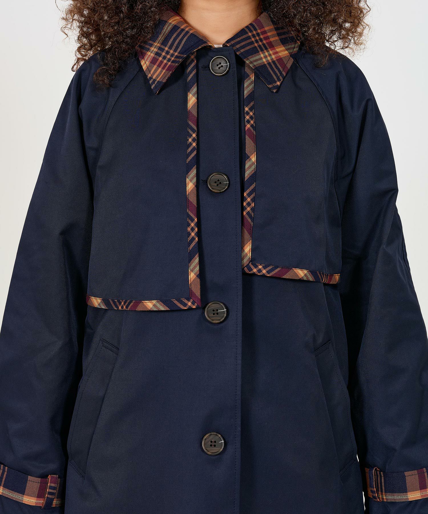 アウター/コート/トレンチコート/ミディ丈/チェック柄