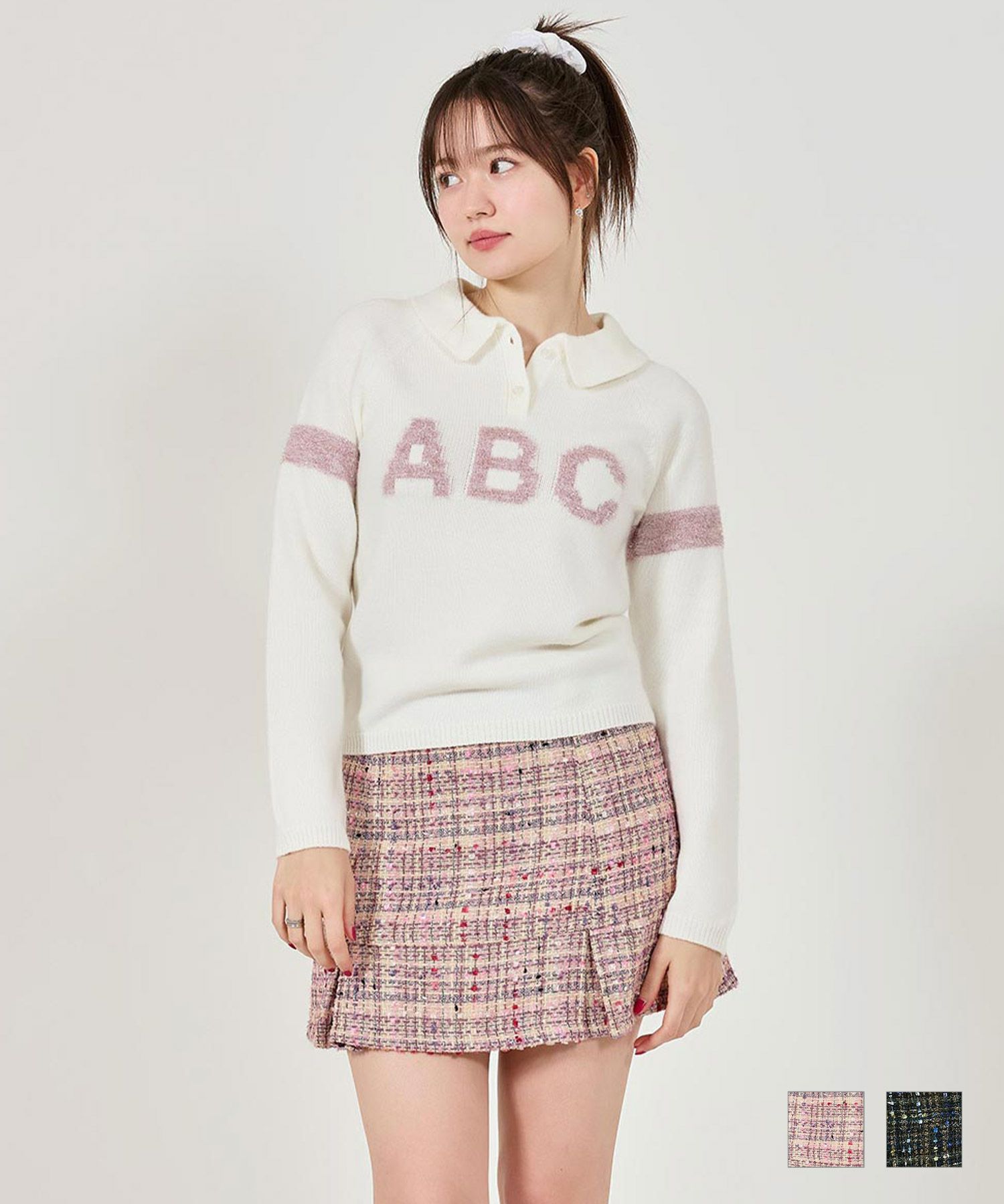 ファンシー ツイードミニスカート TINA：JOJUN 全2色｜tnj611-0810【1】 